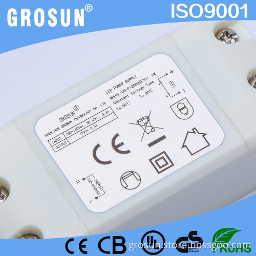 alibaba wholesale led power supply 6w 12v led lighting power 12v 6w led driver with ip65 white plastic case for downlight led